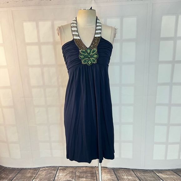🔥 5 for $25🔥 Boston proper beaded neckline halter mini tunic sundress size XS - Picture 1 of 11